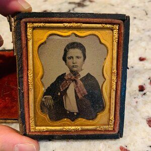 1/6th Plate Ambrotype Daguerreotype Of A Young Girl with Short Hair